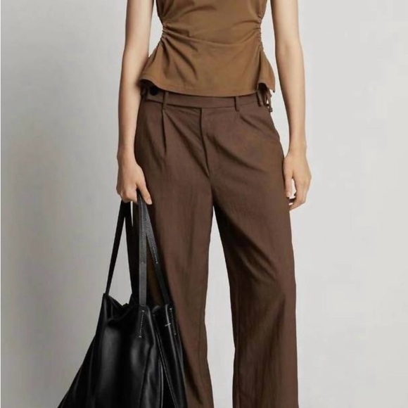 PROENZA SCHOULER drapey suiting wide leg pant in coffee New